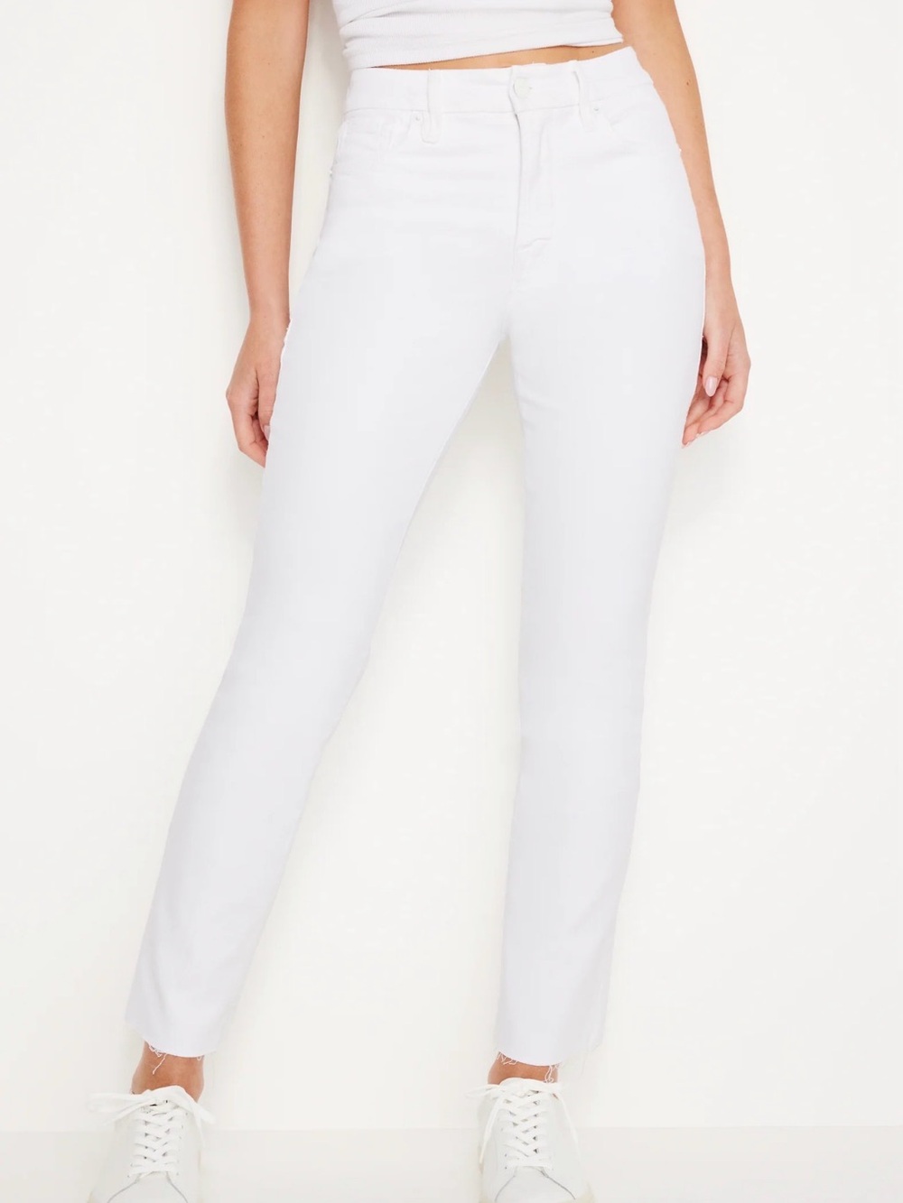 NWT Good American Good Legs Straight- Mid-Rise- Raw Hem- 27- White- MSRP $99 - Picture 2 of 11